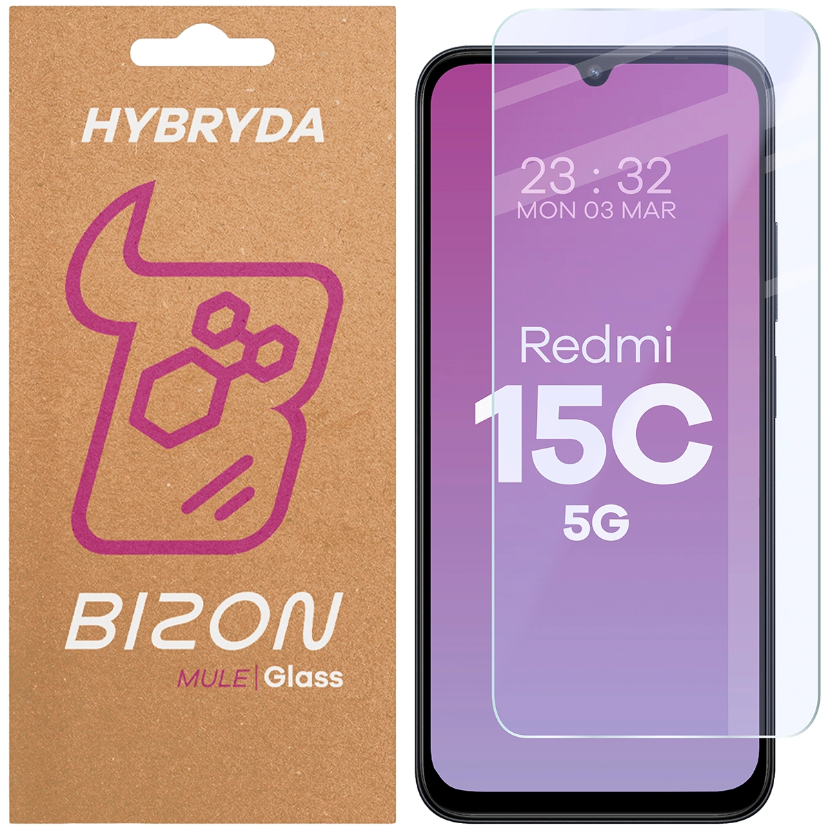 Szkło hybrydowe na ekran Bizon Hybrid Mule do Xiaomi Redmi 15C 5G